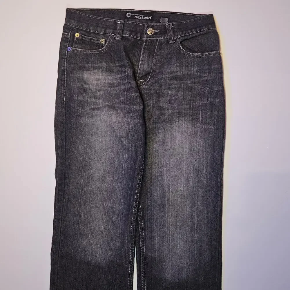 Akademiks Baggy Jeans Boys 12 Black Faded Y2K Hip Hop Skater Hipster Streetwear
